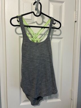 Lululemon Free To Be Serene Tank 2-in-1 – Heathered Slate / Clear Mint – Size